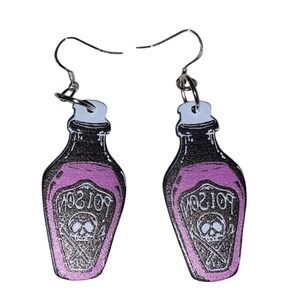 Poison Bottle Earrings Skull and Crossbones Halloween Goth Punk Emo Witch‎